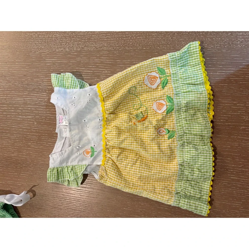 Baby Girls 6M-9M Summer Outfit Lot Watermelon Gingham Romper Dress Overalls
